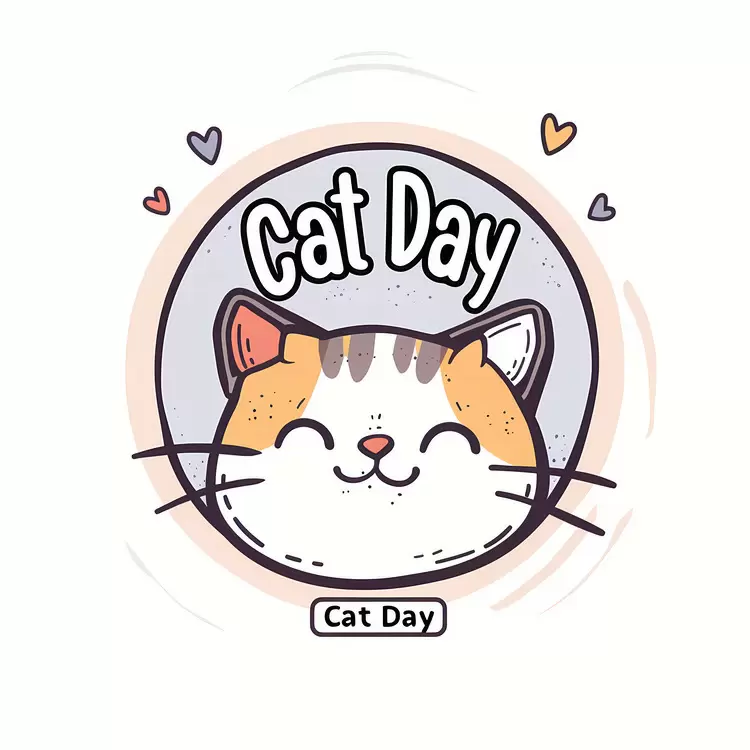 Smiling Doodle Cat for Cat Day