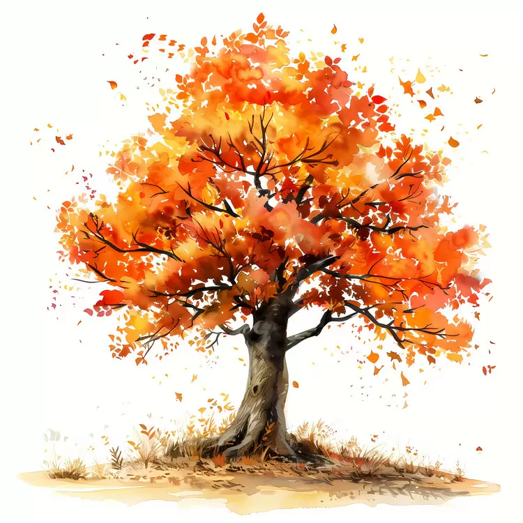 Beautiful Autumn Tree with Colorful Leaves