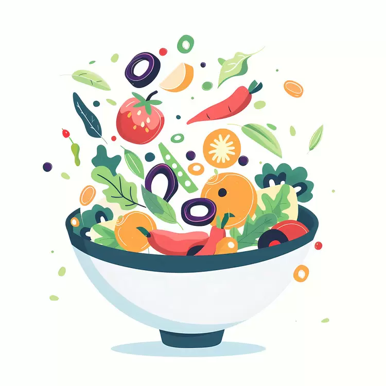 Dynamic Salad Bowl with a Mix of Fresh Ingredients