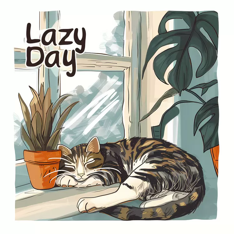 Lazy Day with a Cat on the Floor