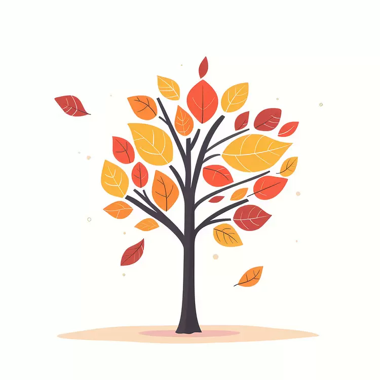 Stylized Autumn Tree in Cartoon Style