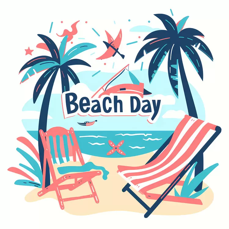 Lively Beach Day with Chairs
