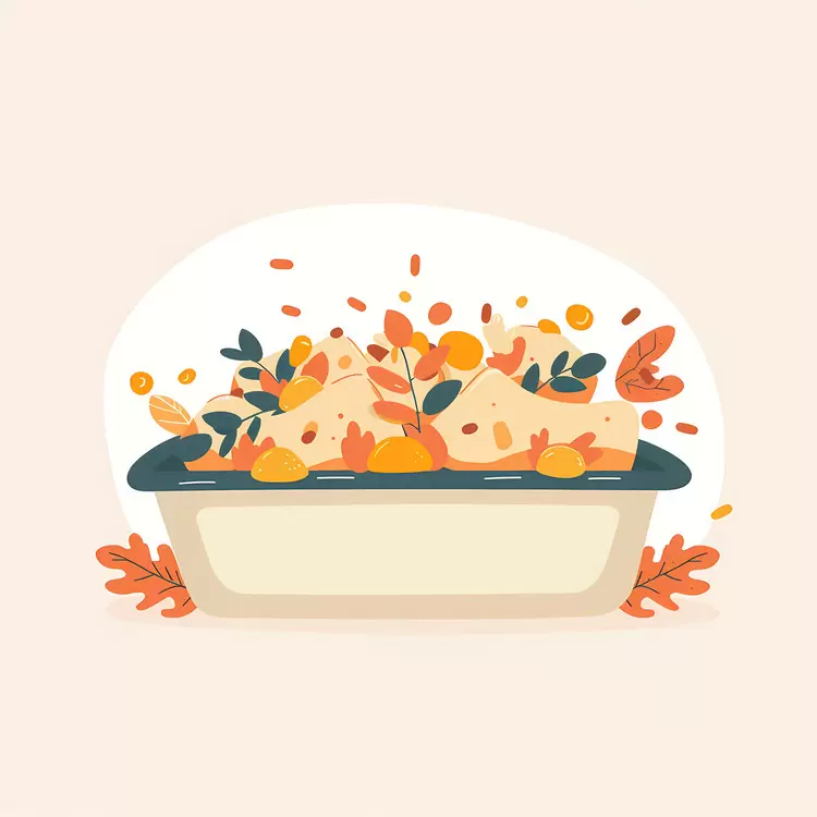 Colorful Casserole with Autumn Leaves