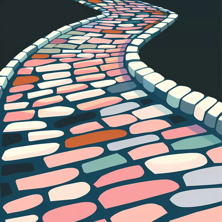 Colorful Winding Cobblestone Pathway