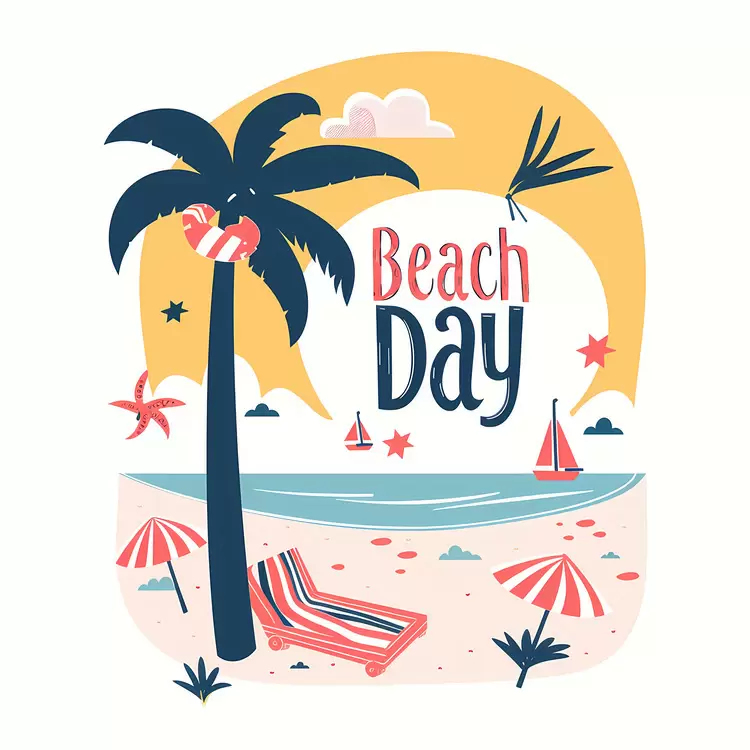 Vibrant Beach Day with Sailboats