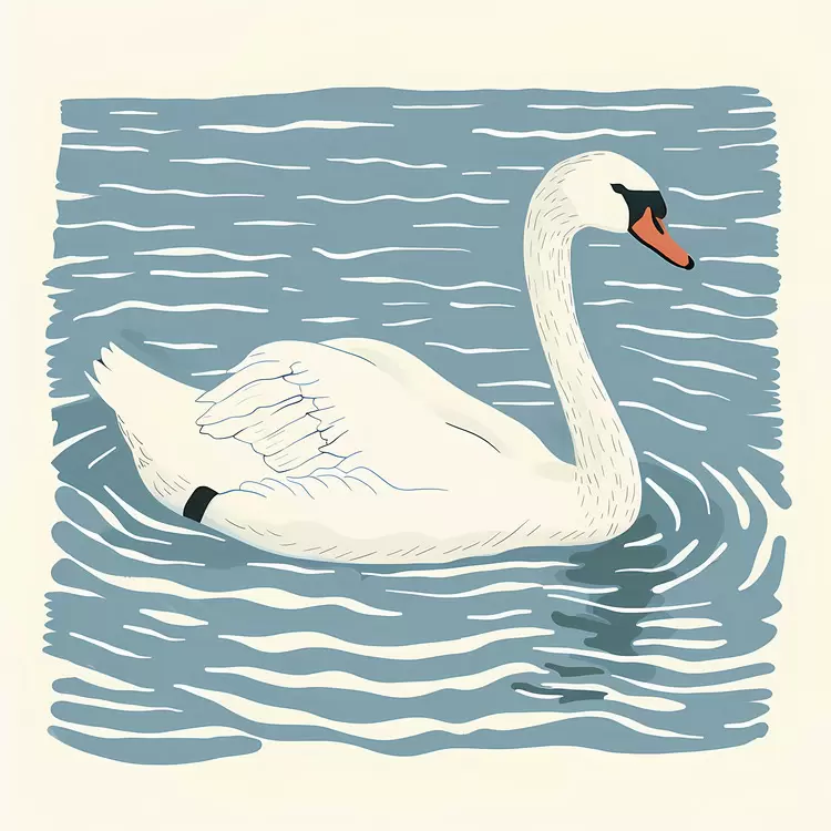Swan Gliding on Water