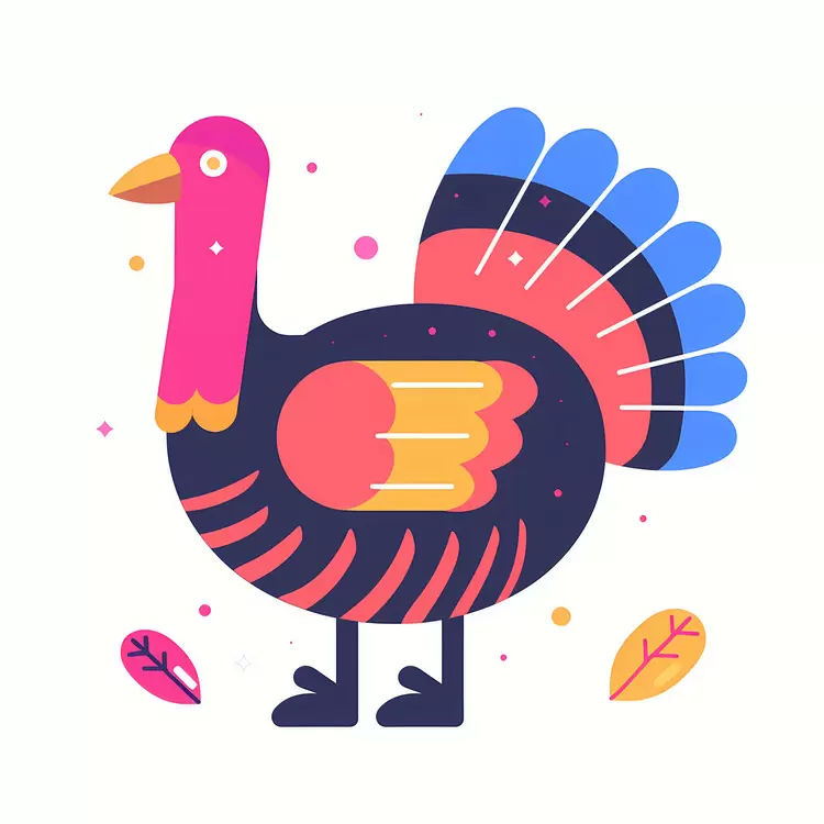 Colorful Turkey with Autumn Leaves