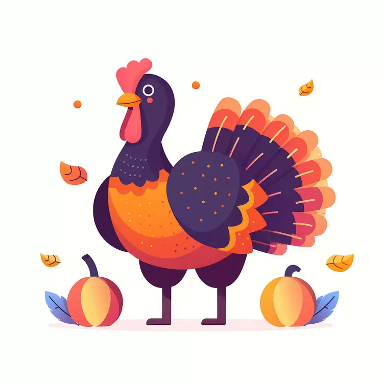 Turkey Surrounded by Pumpkins