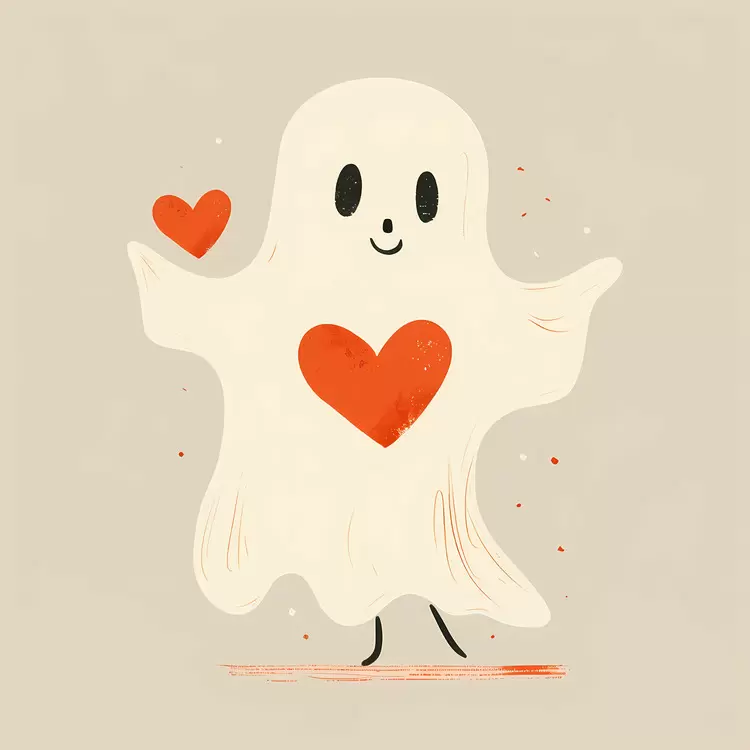 Happy Ghost with Hearts