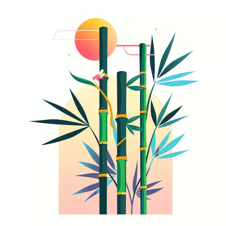 Bamboo Silhouette Against a Vibrant Sunset