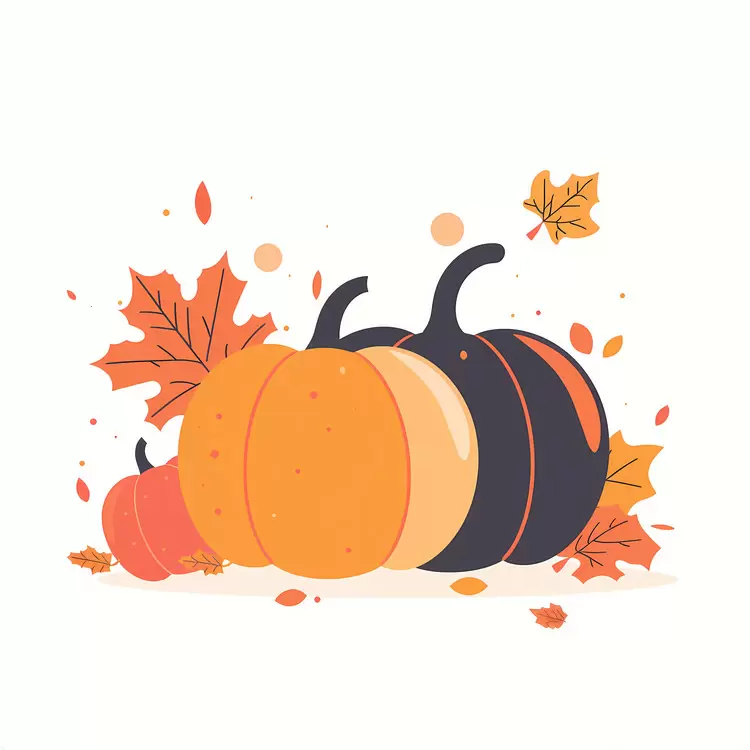 Pumpkins and Fall Leaves