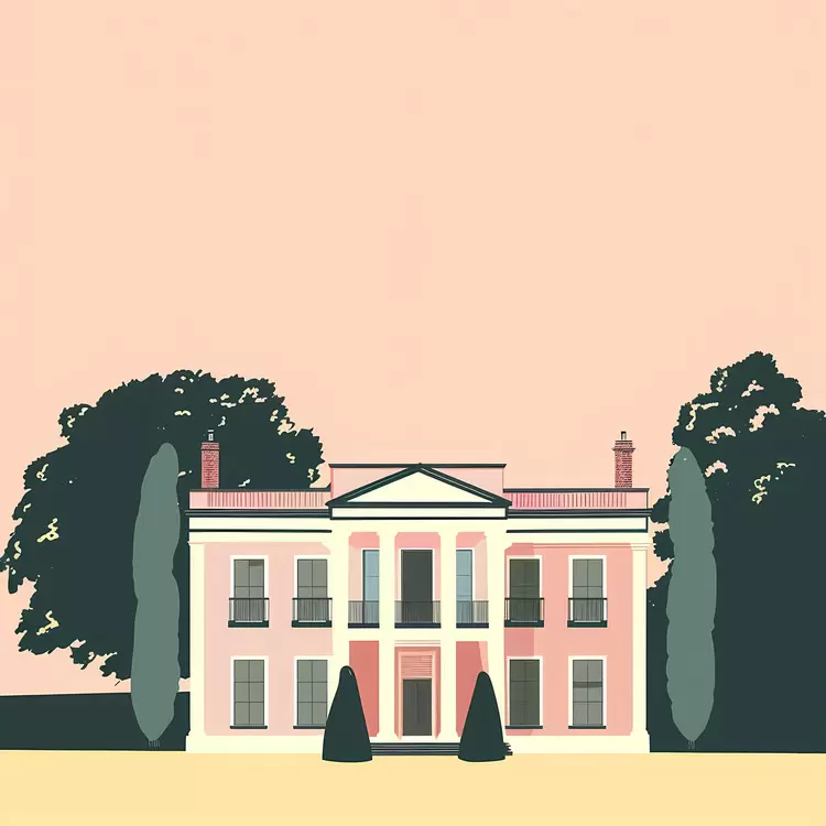 Elegant Pink Mansion with Classic Architecture