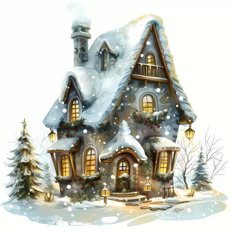 Charming House with Winter Decorations