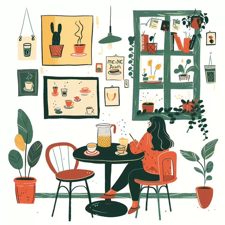 Woman enjoying coffee in cafe