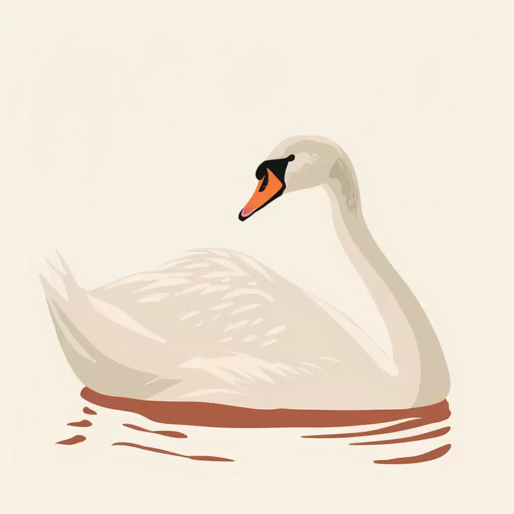 Elegant White Swan Swimming