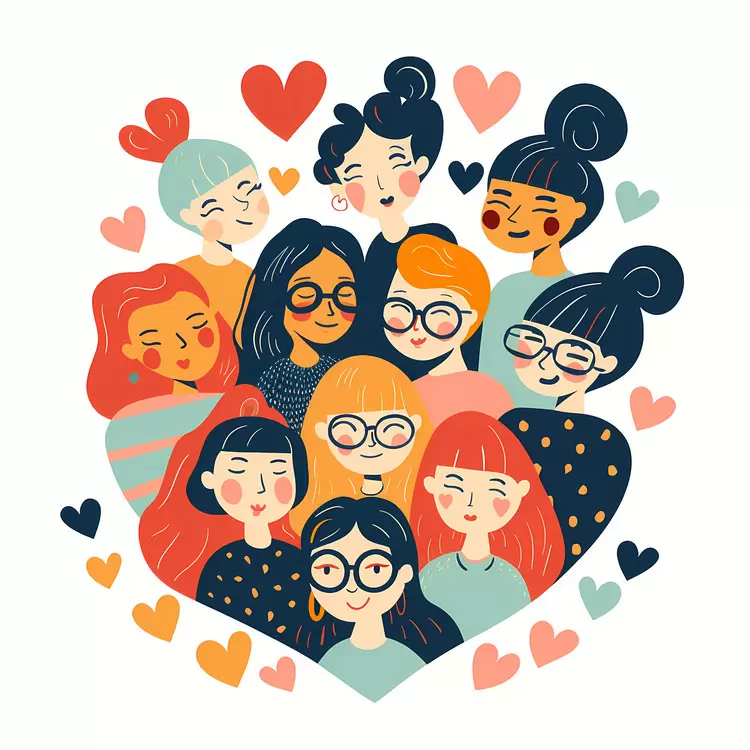 Cheerful Group of Ten Friends