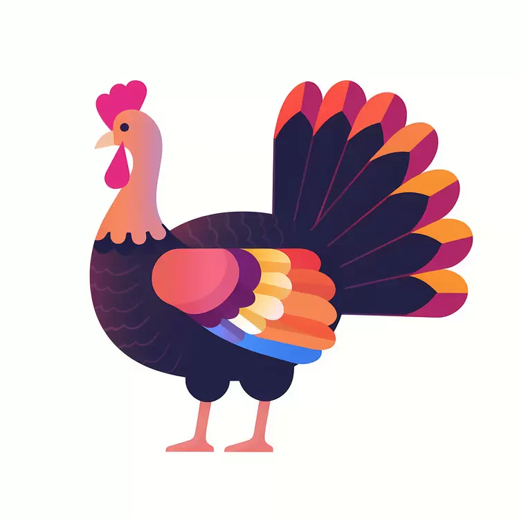 Cute Turkey with Colorful Feathers