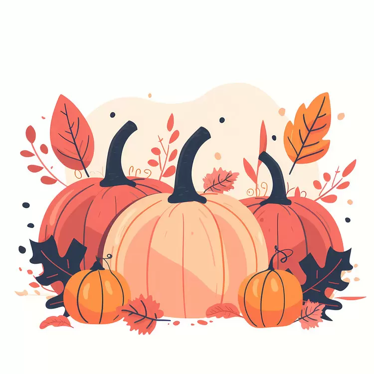 Pumpkins with Fall Leaves