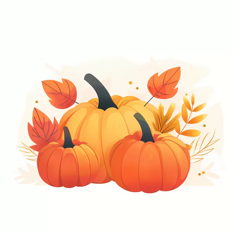 Pumpkins with Autumn Leaves