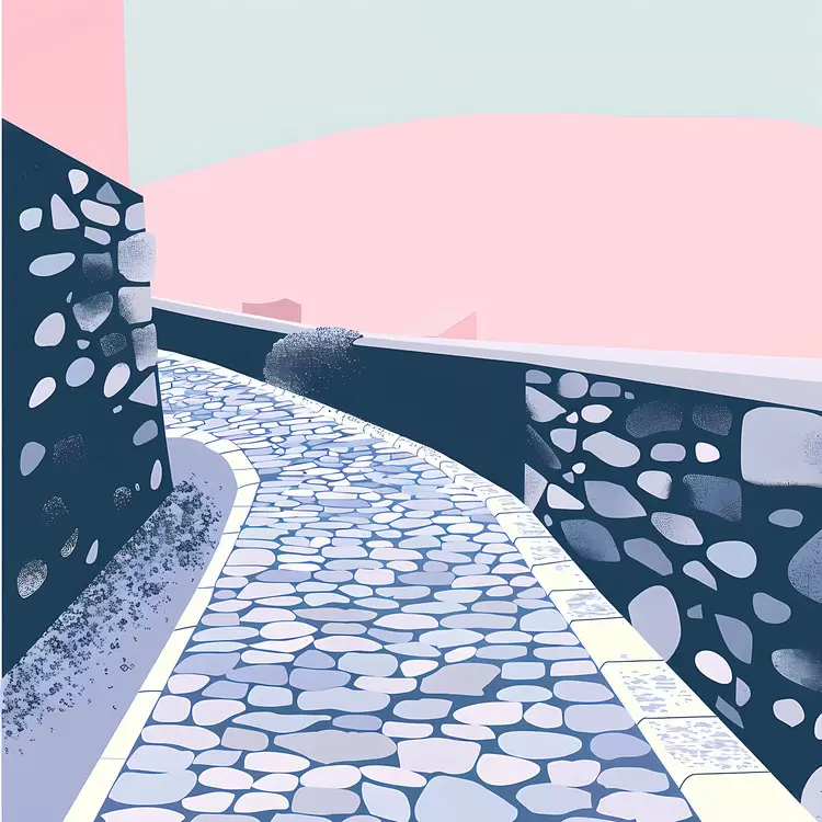 Stylish Cobblestone Pathway in Soft Hues