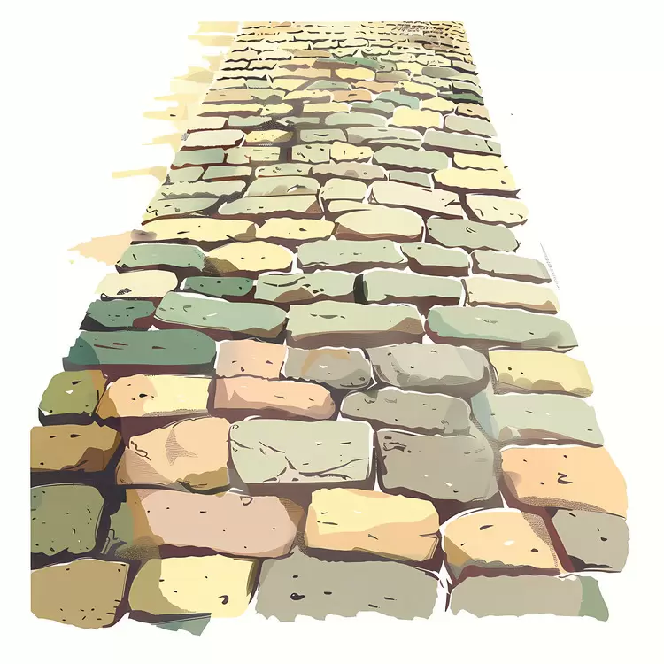 Textured Cobblestone Path with Natural Curves