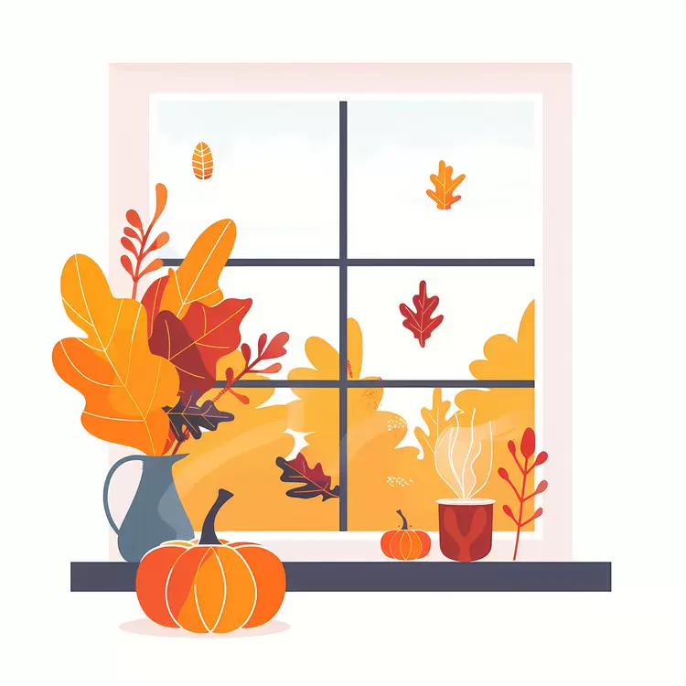 Autumn Leaves Framing a Cozy Window