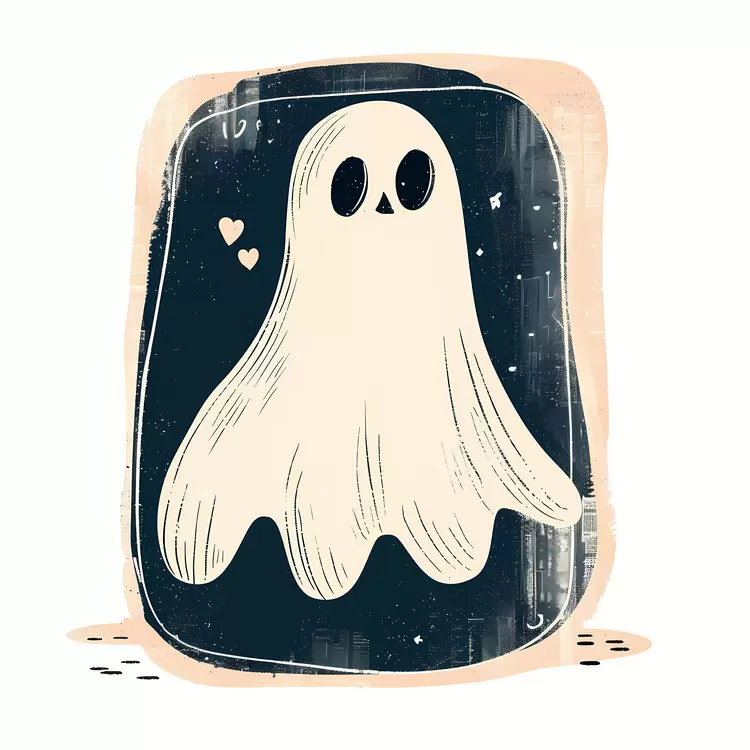Ghost with a Heart in Dark Background