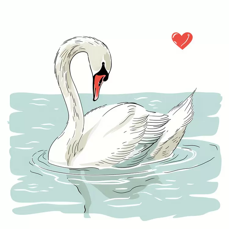 Swan in Love with Heart