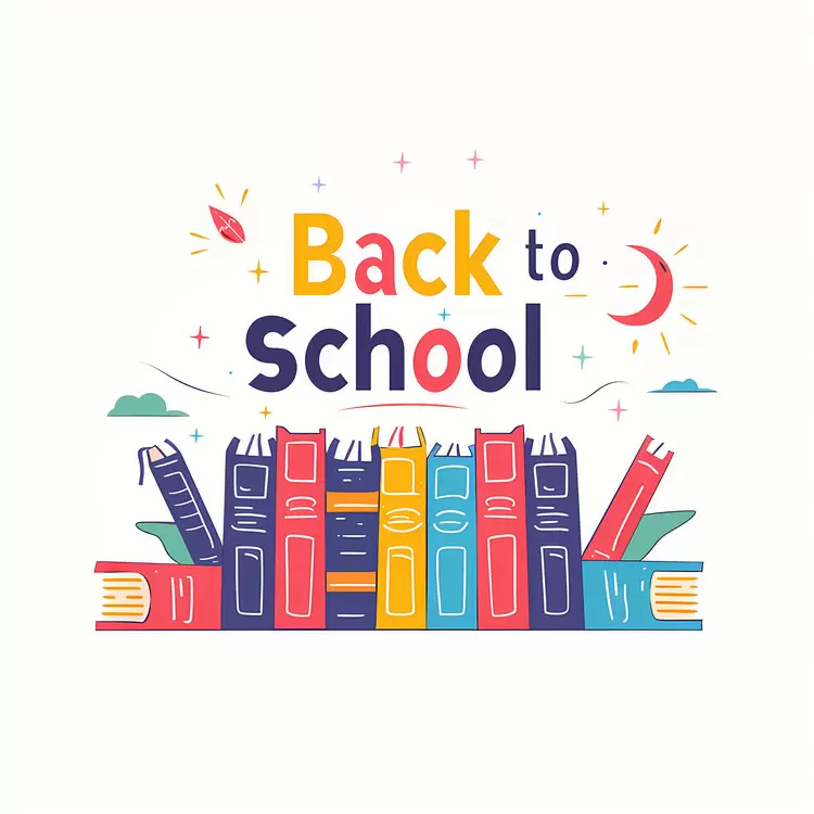 Stack of Colorful Books for Back to School