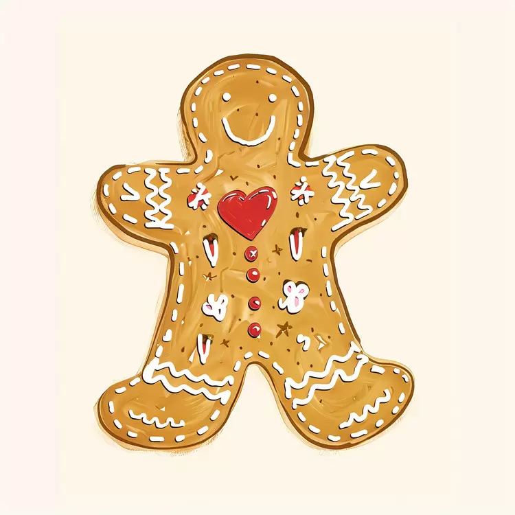 Cute Gingerbread Man with Heart Decoration