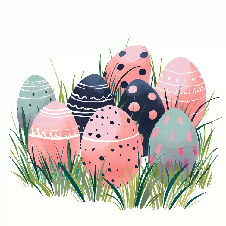 Colorful Easter Eggs in Grass