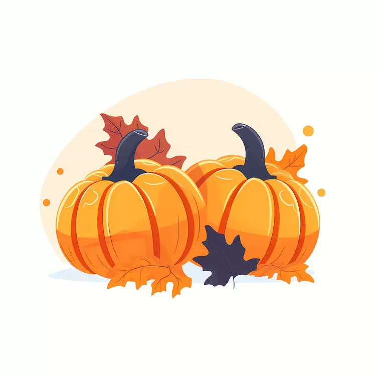 Pumpkins with Autumn Leaves