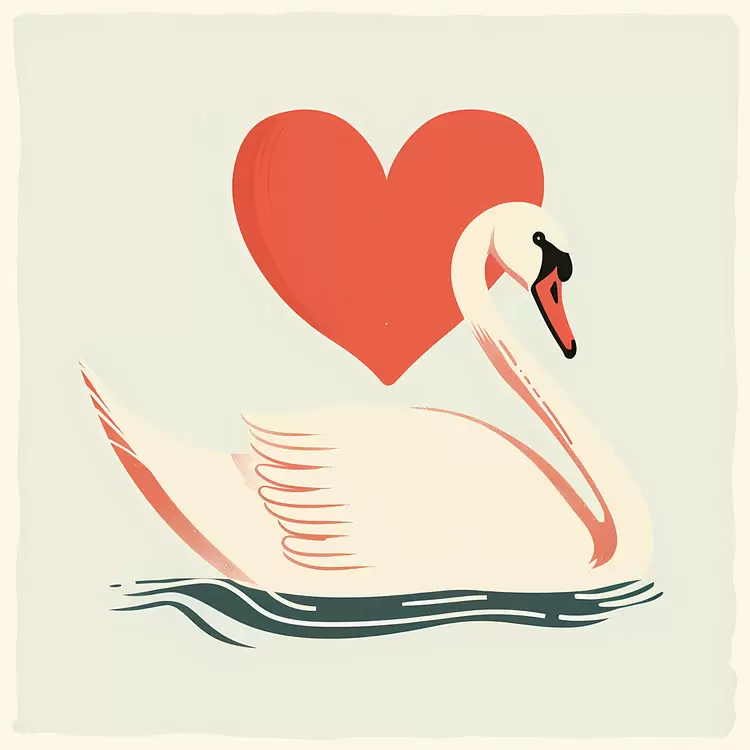 Swan with Heart in Water