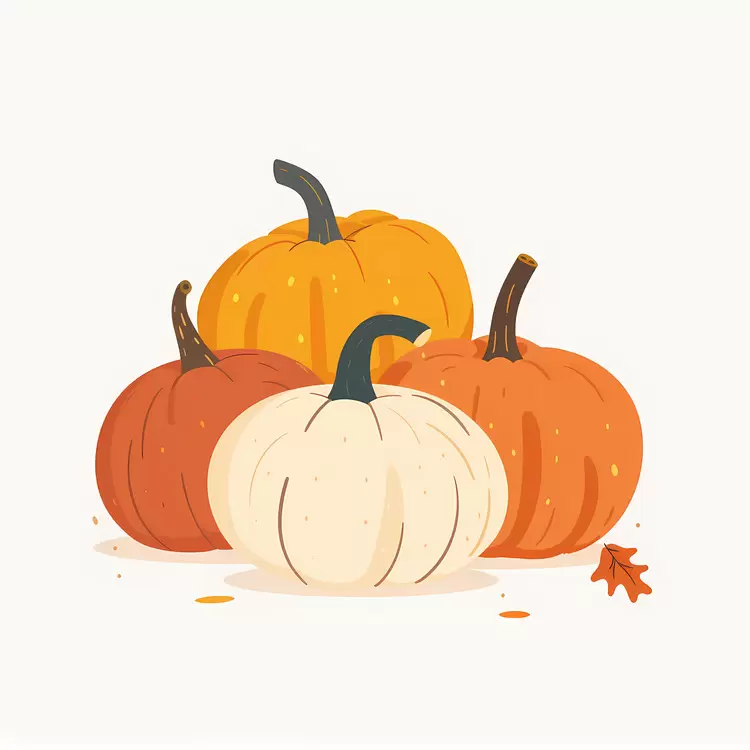 Pumpkins with Colorful Leaves
