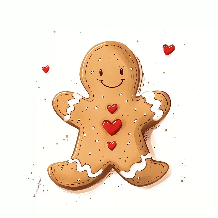 Happy Gingerbread Man with Heart Details