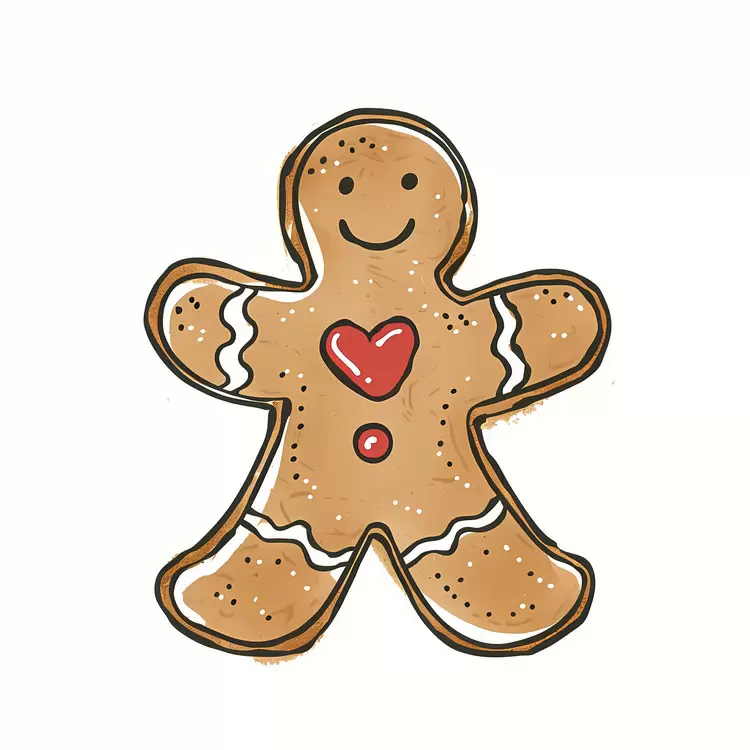 Cute Gingerbread Man with Heart