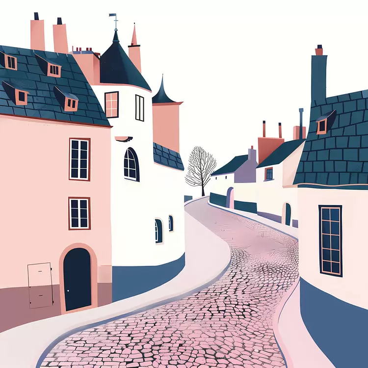 Charming Winding Street with Historic Houses