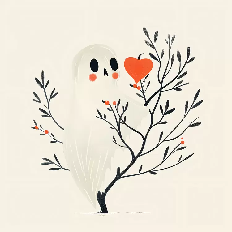 Ghost Surrounded by Branches and Heart