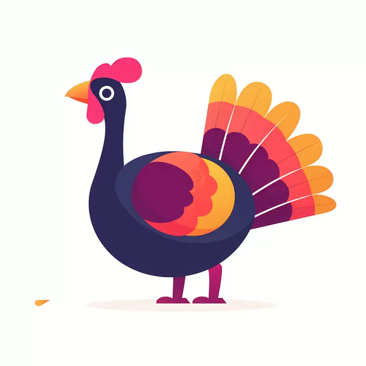 Colorful Turkey with Autumn Leaves