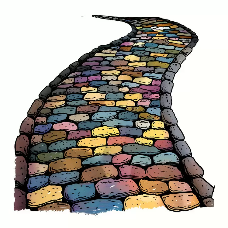 Vibrant Colorful Cobblestone Pathway