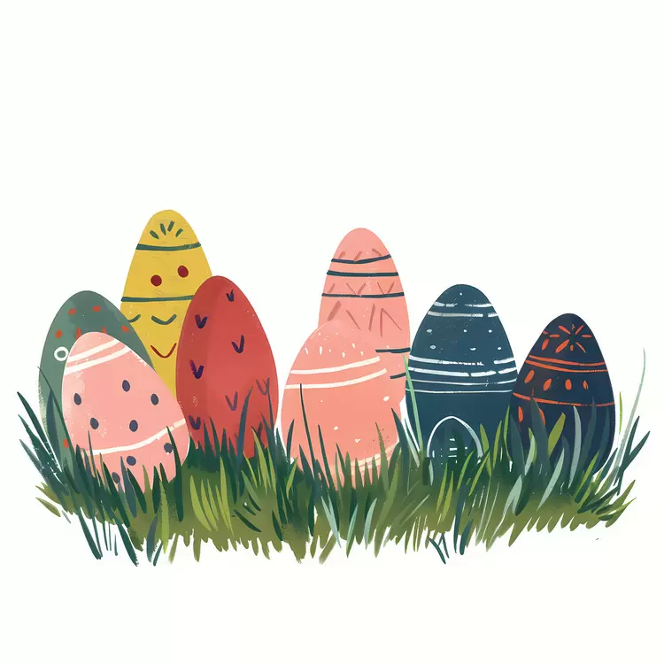 Easter Eggs Surrounded by Flowers