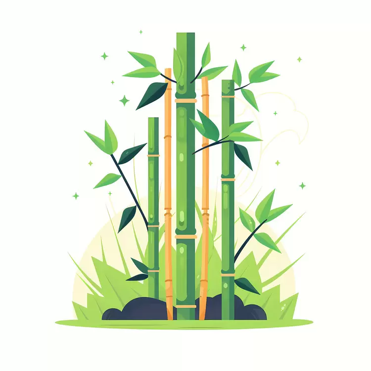 Vibrant Bamboo Surrounded by Lush Greenery