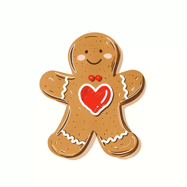 Cute Gingerbread Man with Heart