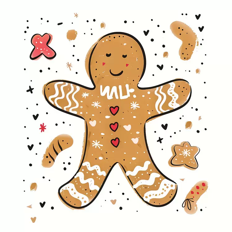 Gingerbread Man with Hearts