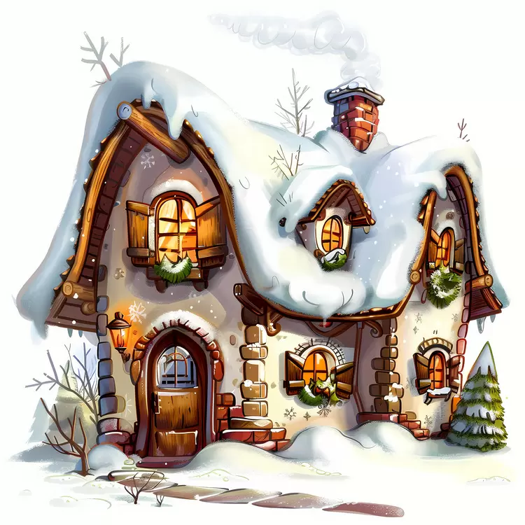Cozy House in a Snowy Setting