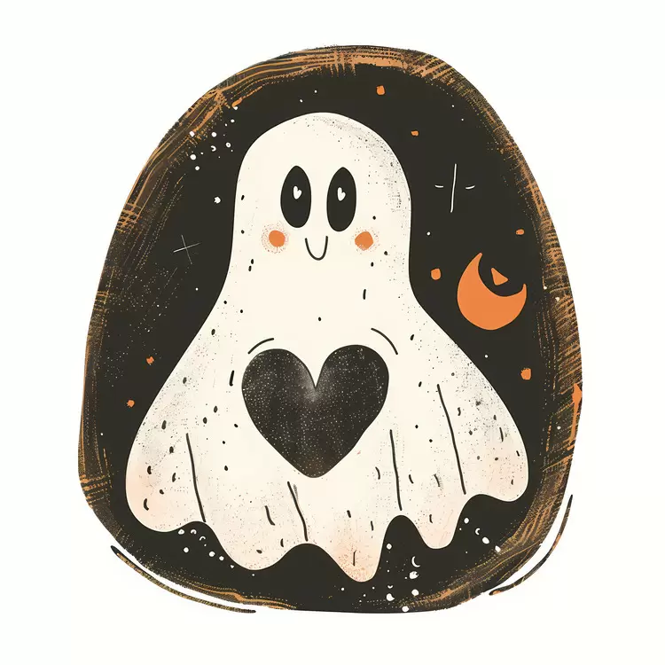 Happy Ghost Holding a Heart