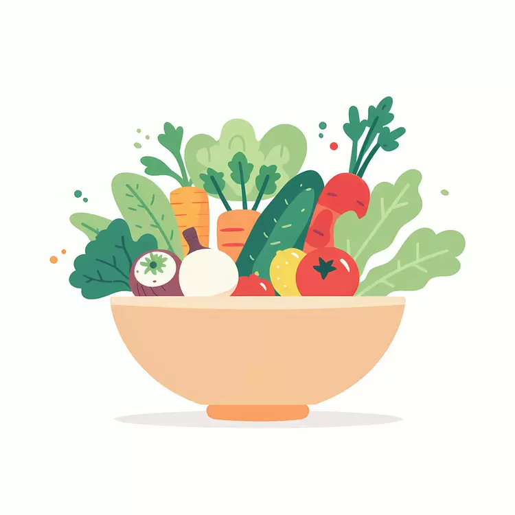 Fresh vegetables in an orange bowl