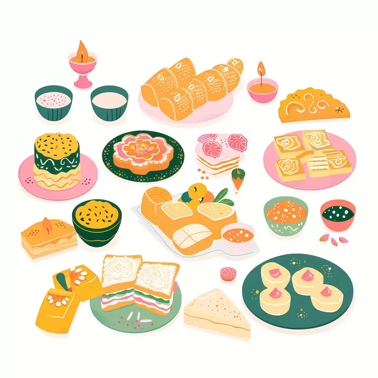 Variety of Pastries and Baked Goods