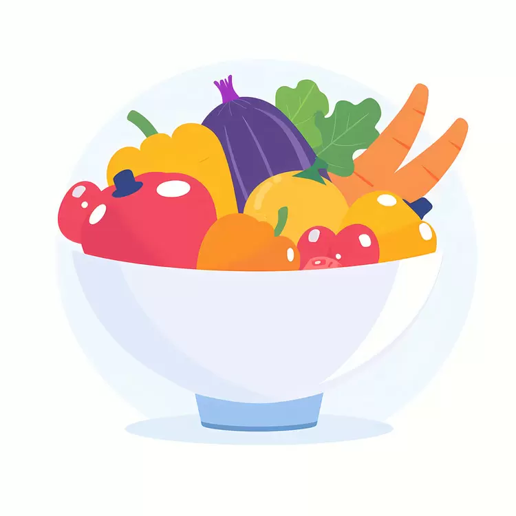 Colorful vegetables in a white bowl