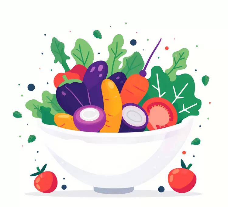 Colorful vegetables in a white bowl